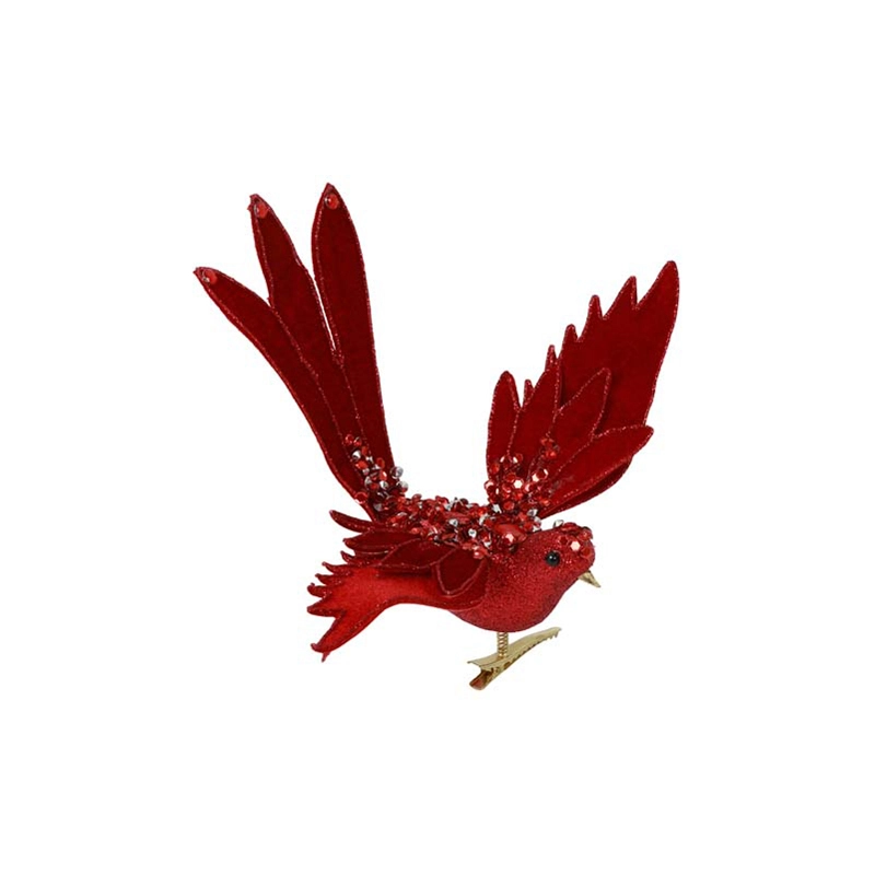 Kerstboomclip Vogel - Rood