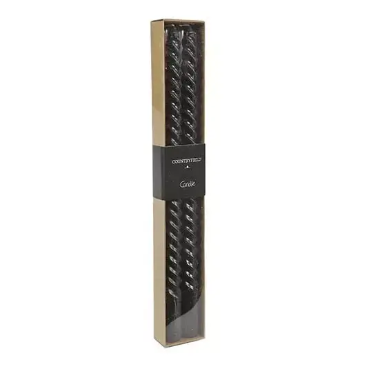 Countryfield Kaars Twirly 30 cm 2 st. - Zwart