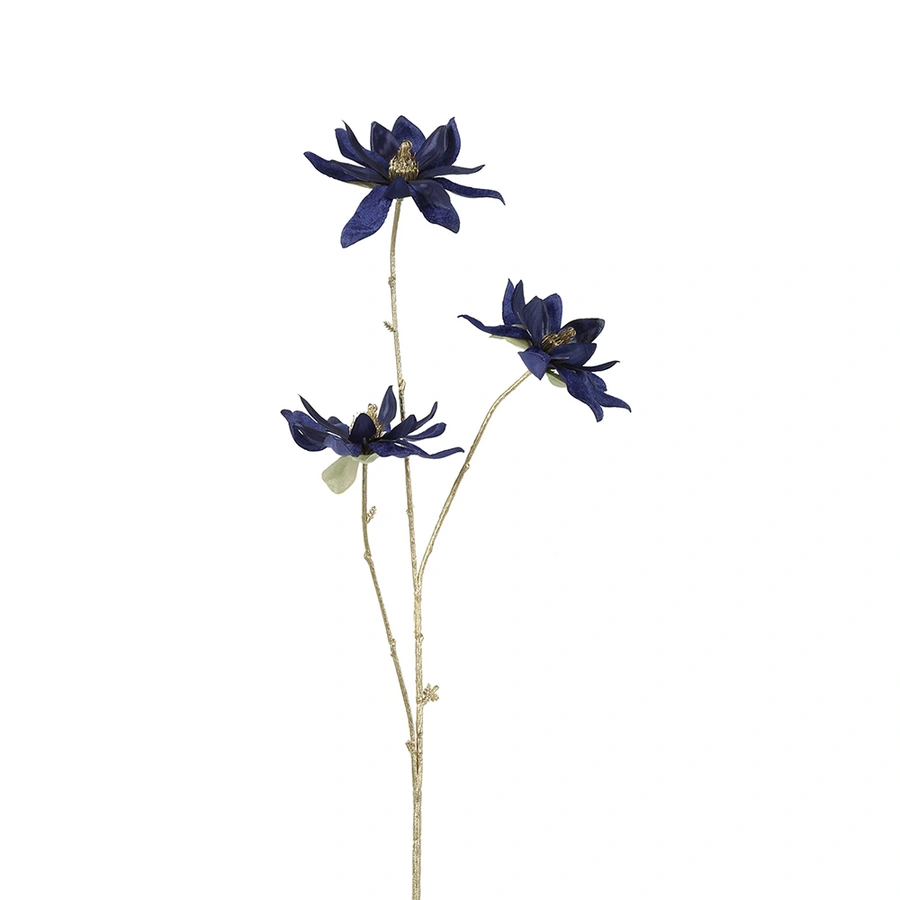 Countryfield Kunstbloem Magnolia S - Donkerblauw/Goud