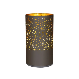 LED Lantaarn Glas Sterren Draaiend Ø9x16 cm - Champagne - afbeelding 2