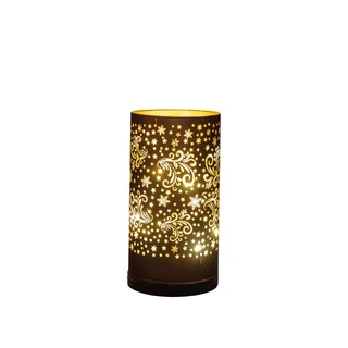 Cilinder Glas Draaiend LED 9x17 cm - Donkerbruin - afbeelding 1