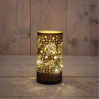 Cilinder Glas Draaiend LED 9x17 cm - Donkerbruin - afbeelding 2