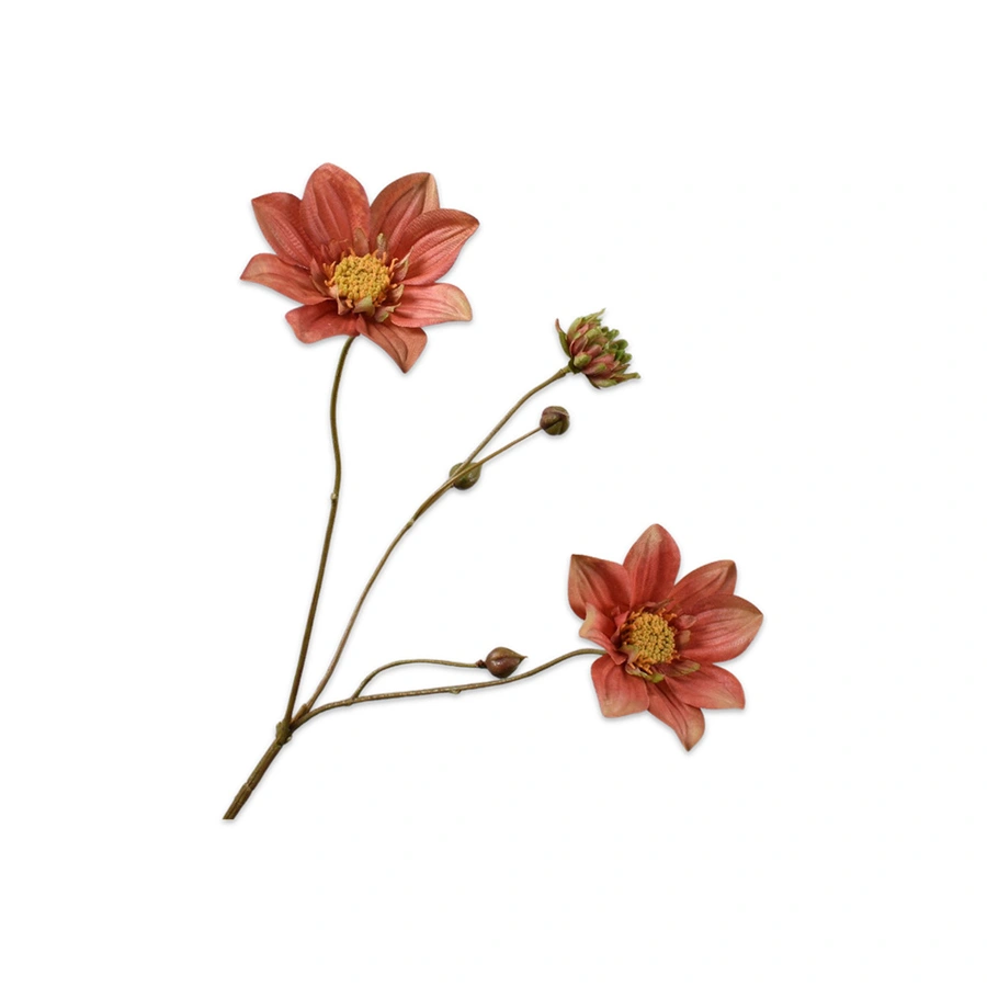 Kunstbloem Dahlia Bruin/Groen - 65 cm - afbeelding 1