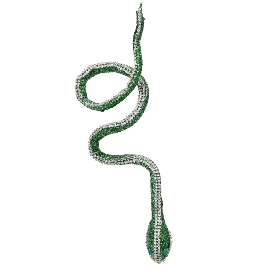 Slang met Glitters Groen/Zilver - 28 cm - afbeelding 1