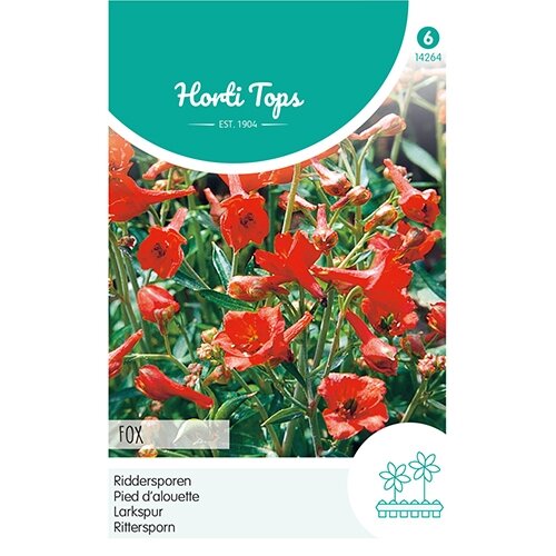 Horti Tops Delphinium, Ridderspoor Fox oranje-rood - afbeelding 1