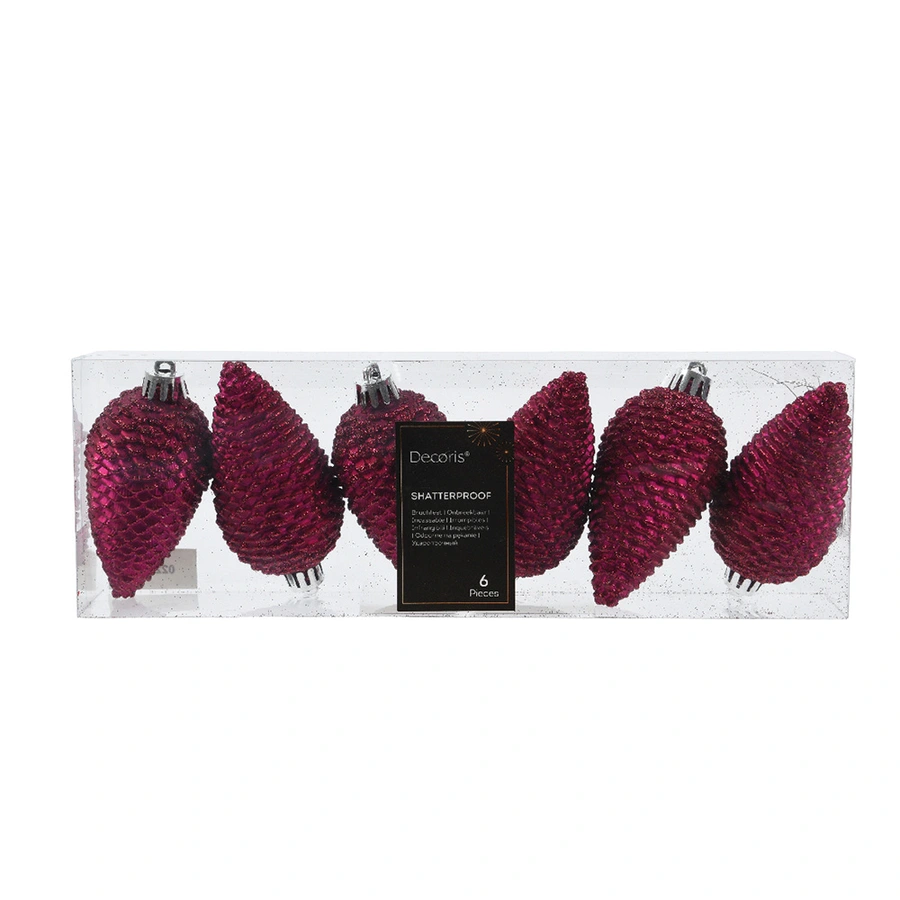 Dennenappels 6 st. - Festive Pink - afbeelding 1