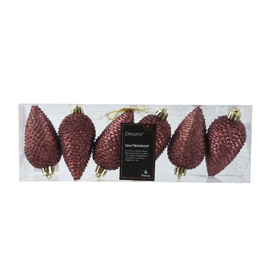 Dennenappels 6 st. - Maroon - afbeelding 1