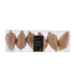 Dennenappels 6 st. - Peach Pearl - afbeelding 1