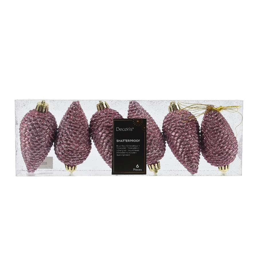 Dennenappels 6 st. - Vintage Roze - afbeelding 1