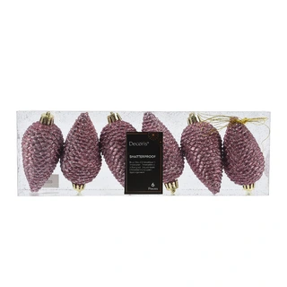 Dennenappels 6 st. - Vintage Roze - afbeelding 1