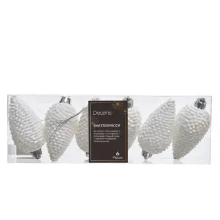 Dennenappels 6 st. - Iris Wit