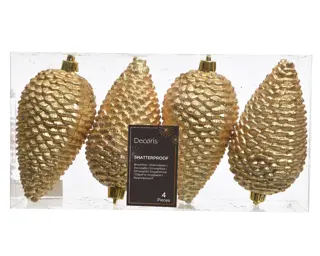 Dennenappels 4 st. - Licht Goud