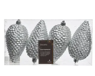 Dennenappels 4 st. - Zilver
