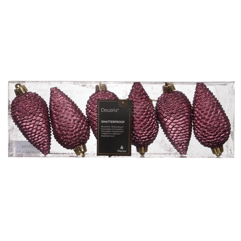 Dennenappels 6 st. - Vintage Roze - afbeelding 1