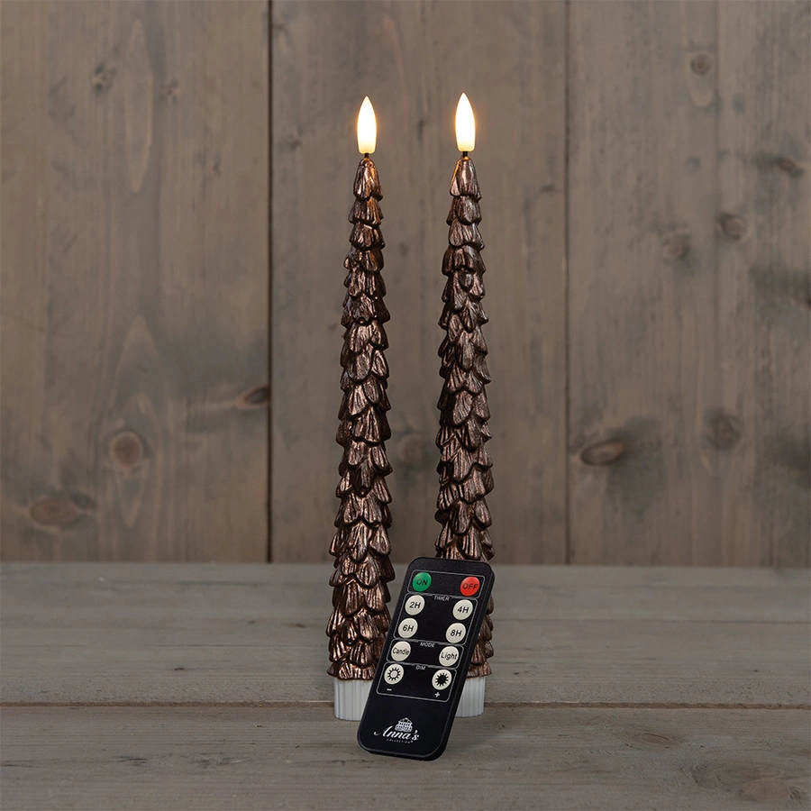 LED Dinerkaars Kerstboom Wax Brons 27 cm - 2 st. - afbeelding 1