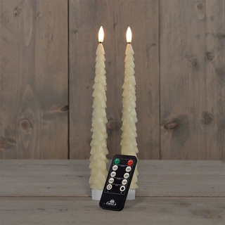 LED Dinerkaars Kerstboom Wax Ivoor 27 cm - 2 st. - afbeelding 1