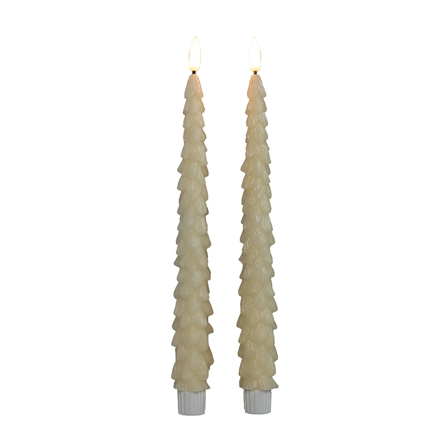 LED Dinerkaars Kerstboom Wax Ivoor 27 cm - 2 st. - afbeelding 2