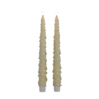 LED Dinerkaars Kerstboom Wax Ivoor 27 cm - 2 st. - afbeelding 2