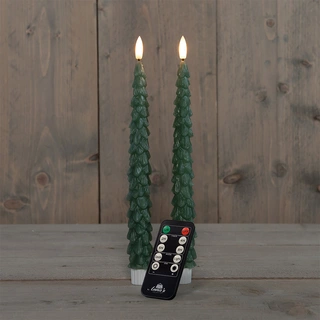 LED Dinerkaars Kerstboom Wax Groen 27 cm - 2 st. - afbeelding 1
