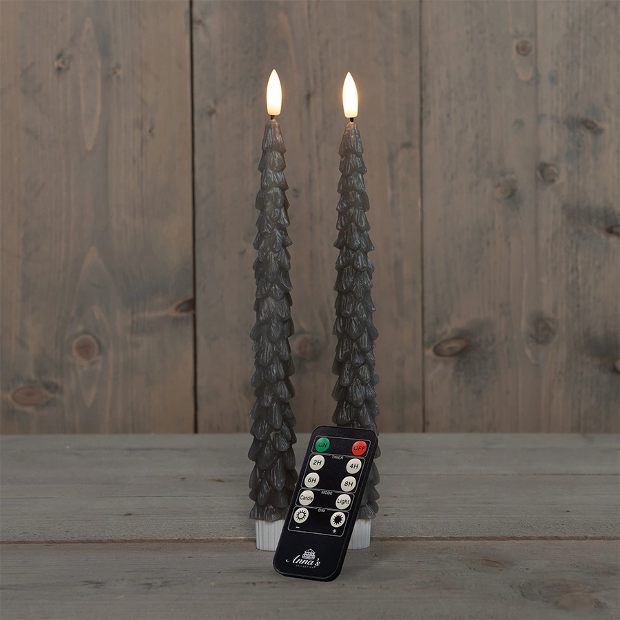 LED Dinerkaars Kerstboom Wax Taupe 27 cm - 2 st. - afbeelding 1