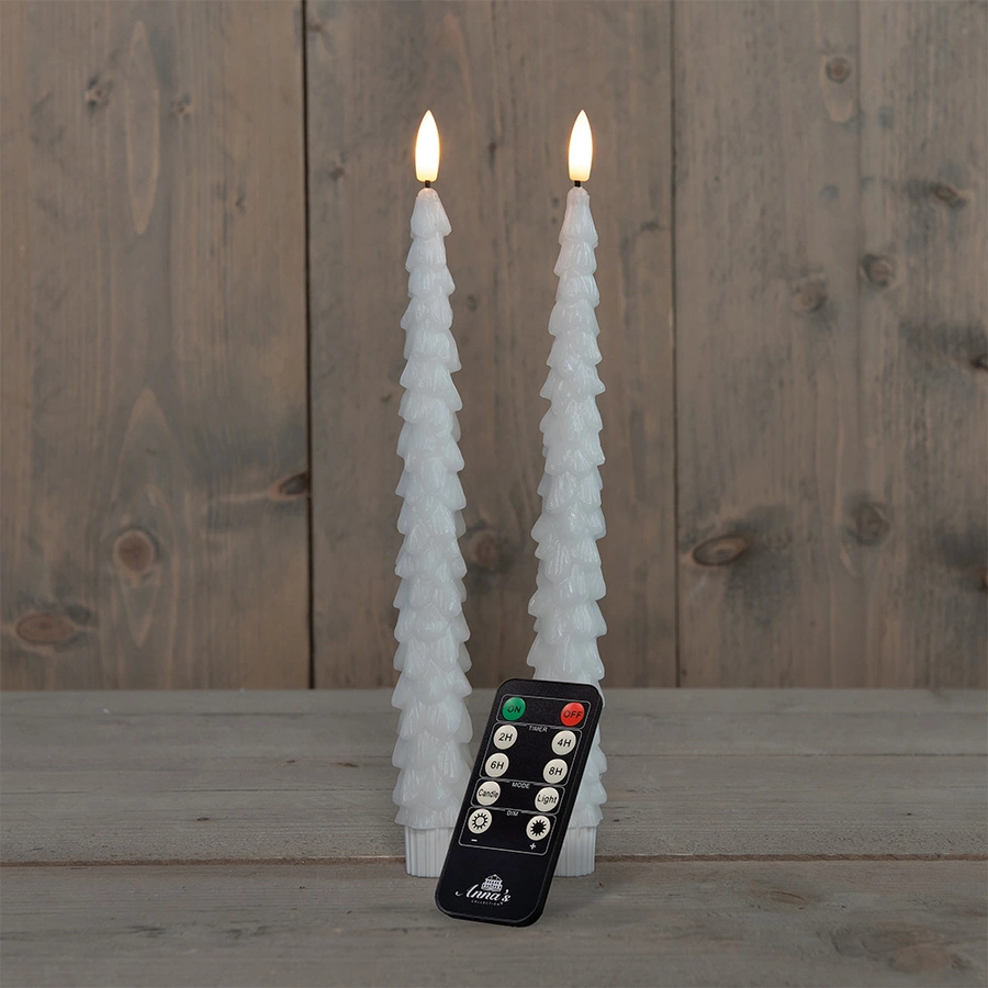 LED Dinerkaars Kerstboom Wax Wit 27 cm - 2 st. - afbeelding 1