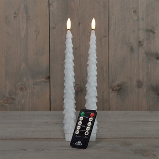 LED Dinerkaars Kerstboom Wax Wit 27 cm - 2 st. - afbeelding 1