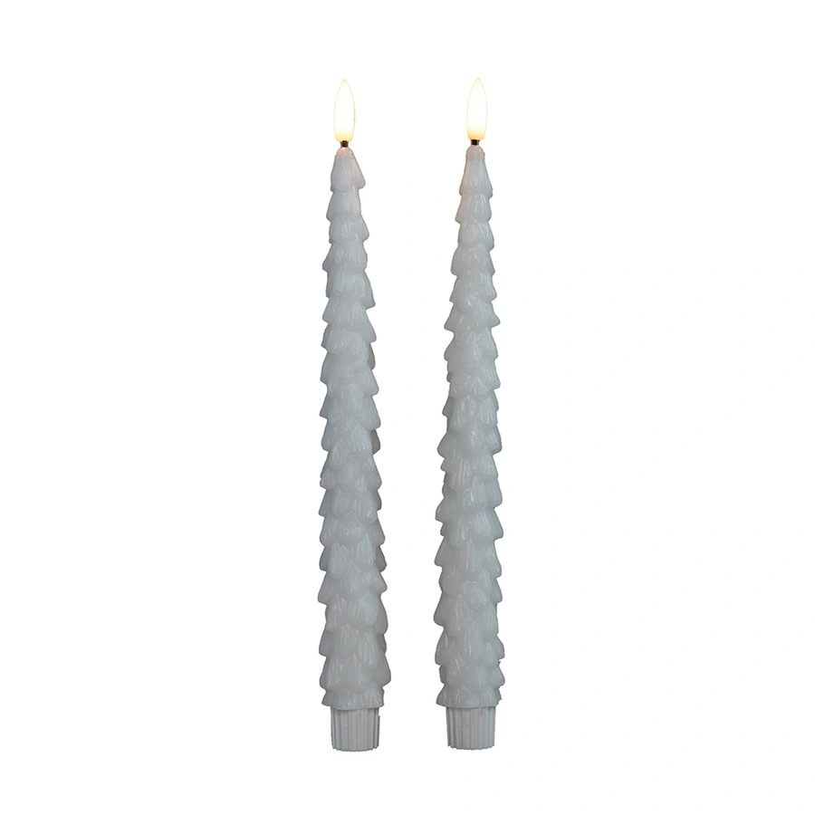 LED Dinerkaars Kerstboom Wax Wit 27 cm - 2 st. - afbeelding 2