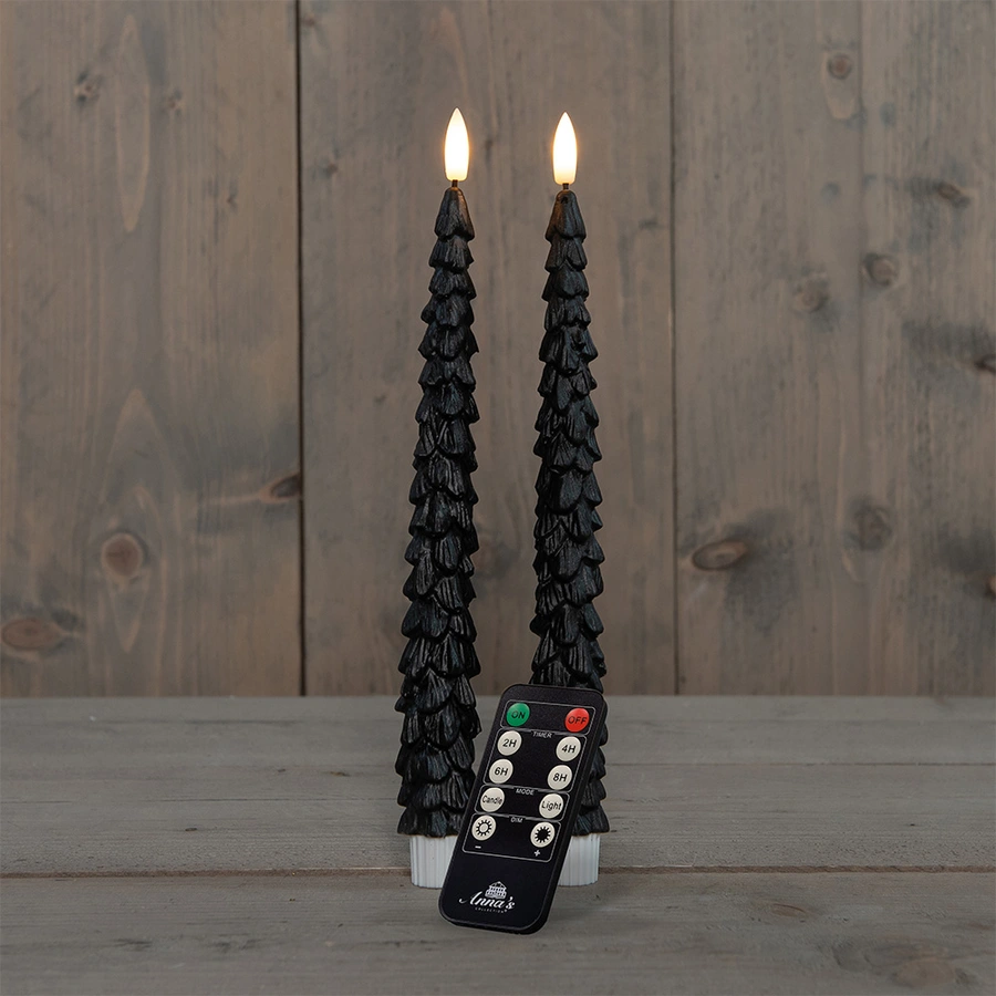 LED Dinerkaars Kerstboom Wax Zwart 27 cm - 2 st. - afbeelding 1
