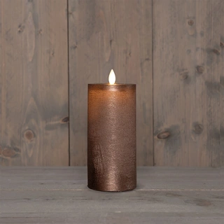 LED Kaars Rustiek Wax Brons Ø7,5x15 cm - afbeelding 1