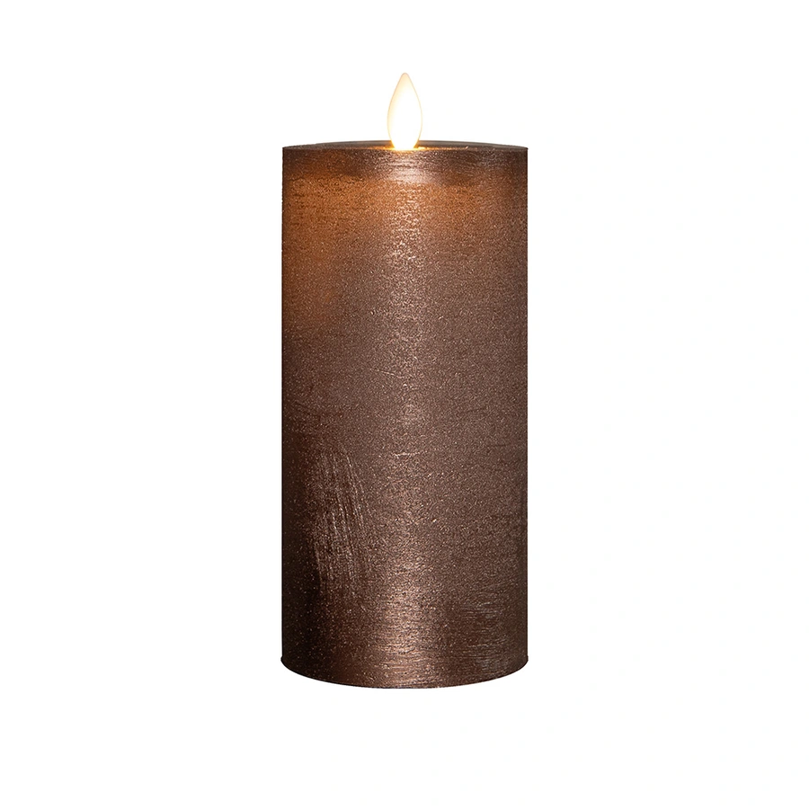 LED Kaars Rustiek Wax Brons Ø7,5x15 cm - afbeelding 2