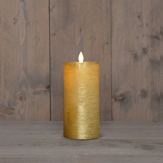 LED Kaars Rustiek Wax Goud Ø7,5x15 cm - afbeelding 1