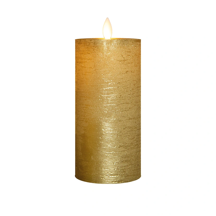 LED Kaars Rustiek Wax Goud Ø7,5x15 cm - afbeelding 2