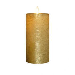 LED Kaars Rustiek Wax Goud Ø7,5x15 cm - afbeelding 2