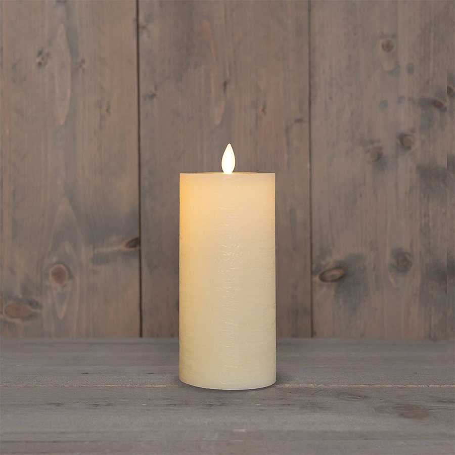 LED Kaars Rustiek Wax Ivoor Ø7,5x15 cm - afbeelding 1