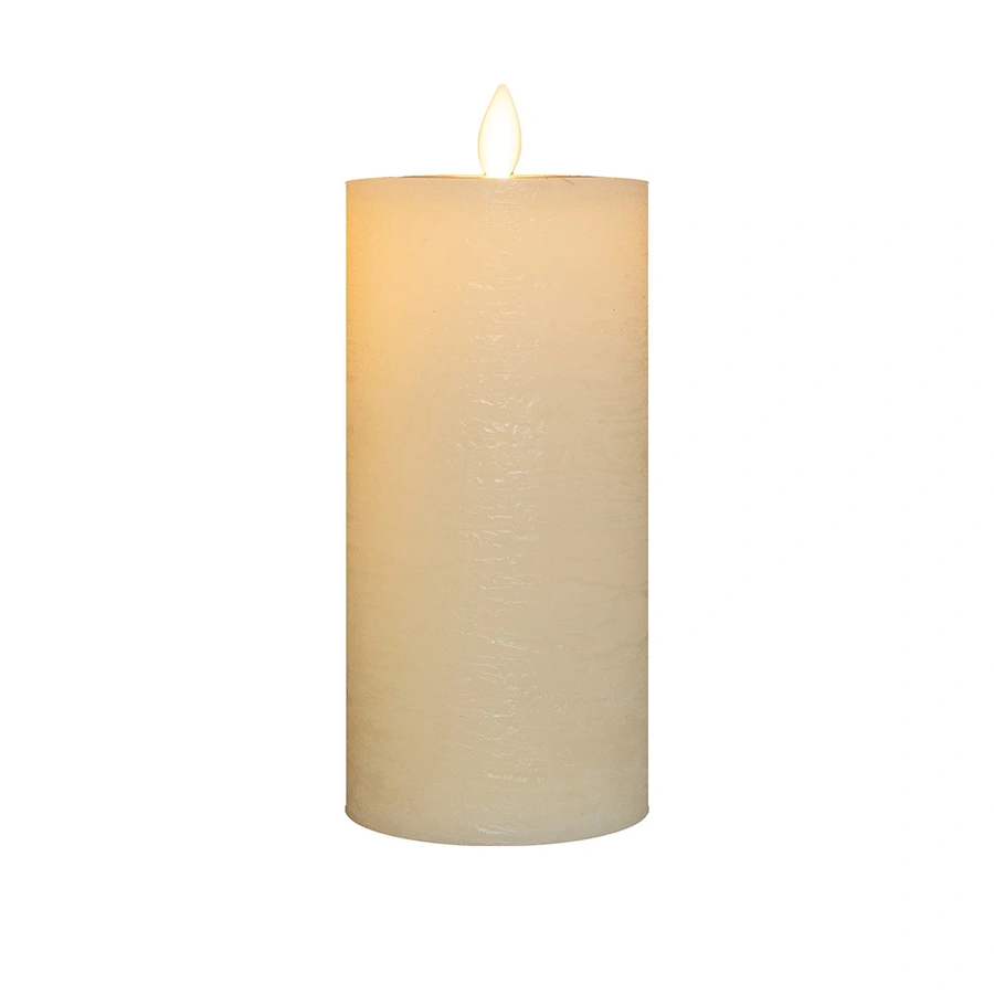 LED Kaars Rustiek Wax Ivoor Ø7,5x15 cm - afbeelding 2