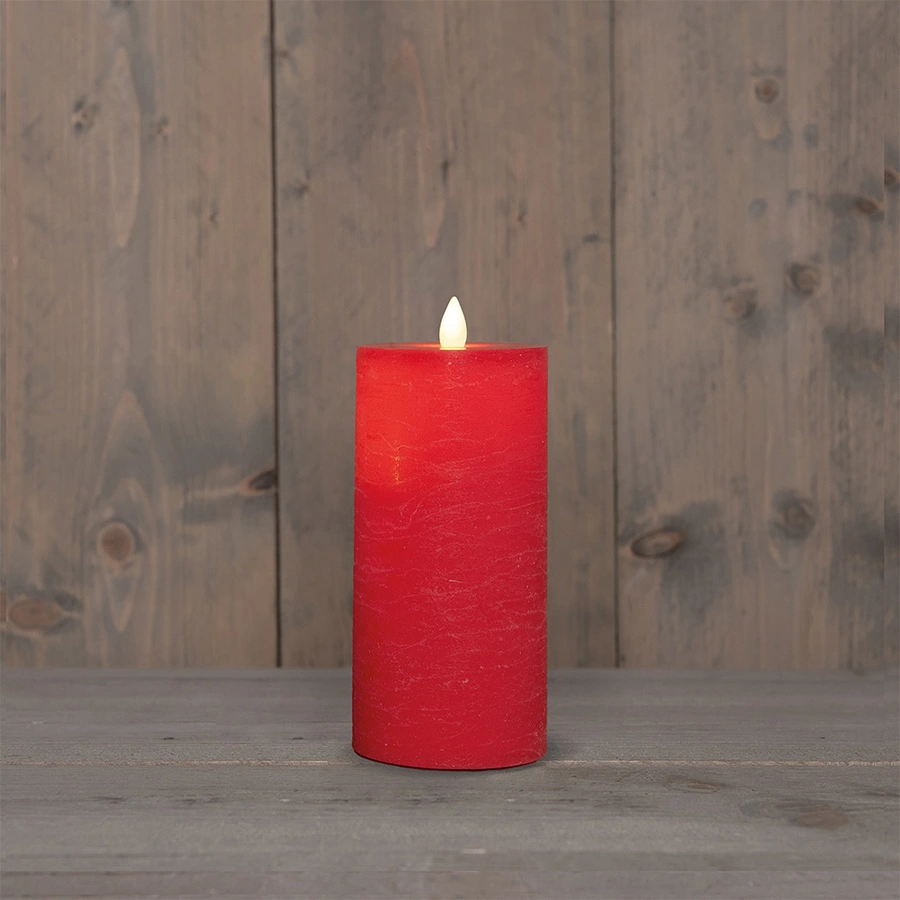 LED Kaars Rustiek Wax Rood Ø7,5x15 cm - afbeelding 1