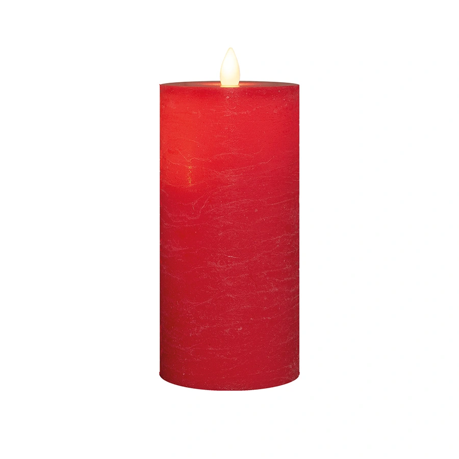 LED Kaars Rustiek Wax Rood Ø7,5x15 cm - afbeelding 2