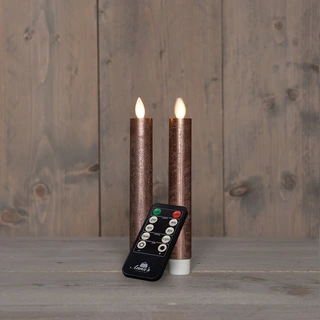 LED Dinerkaarsen Rustiek Wax Brons 18 cm - 2 st. - afbeelding 1