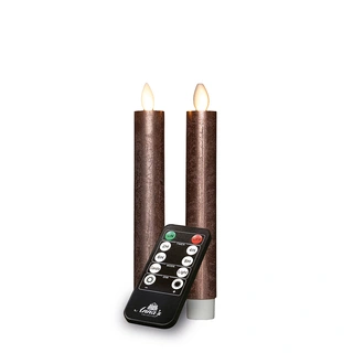LED Dinerkaarsen Rustiek Wax Brons 18 cm - 2 st. - afbeelding 2