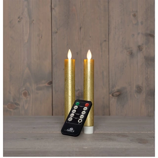 LED Dinerkaarsen Rustiek Wax Goud 18 cm - 2 st. - afbeelding 1