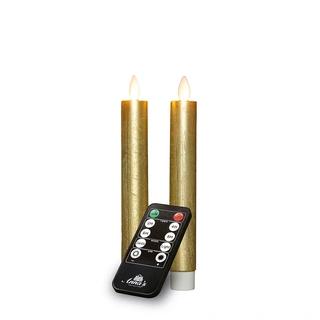 LED Dinerkaarsen Rustiek Wax Goud 18 cm - 2 st. - afbeelding 2