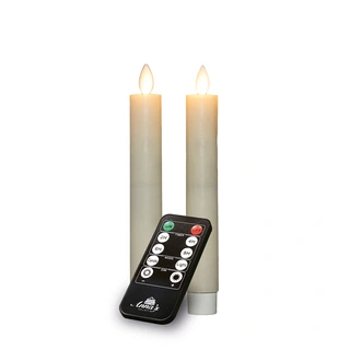 LED Dinerkaarsen Rustiek Wax Ivoor 18 cm - 2 st. - afbeelding 2
