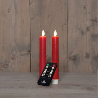 LED Dinerkaarsen Rustiek Wax Rood 18 cm - 2 st. - afbeelding 1
