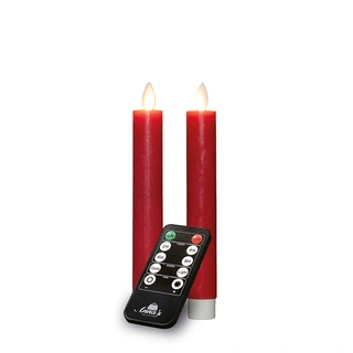 LED Dinerkaarsen Rustiek Wax Rood 18 cm - 2 st. - afbeelding 2
