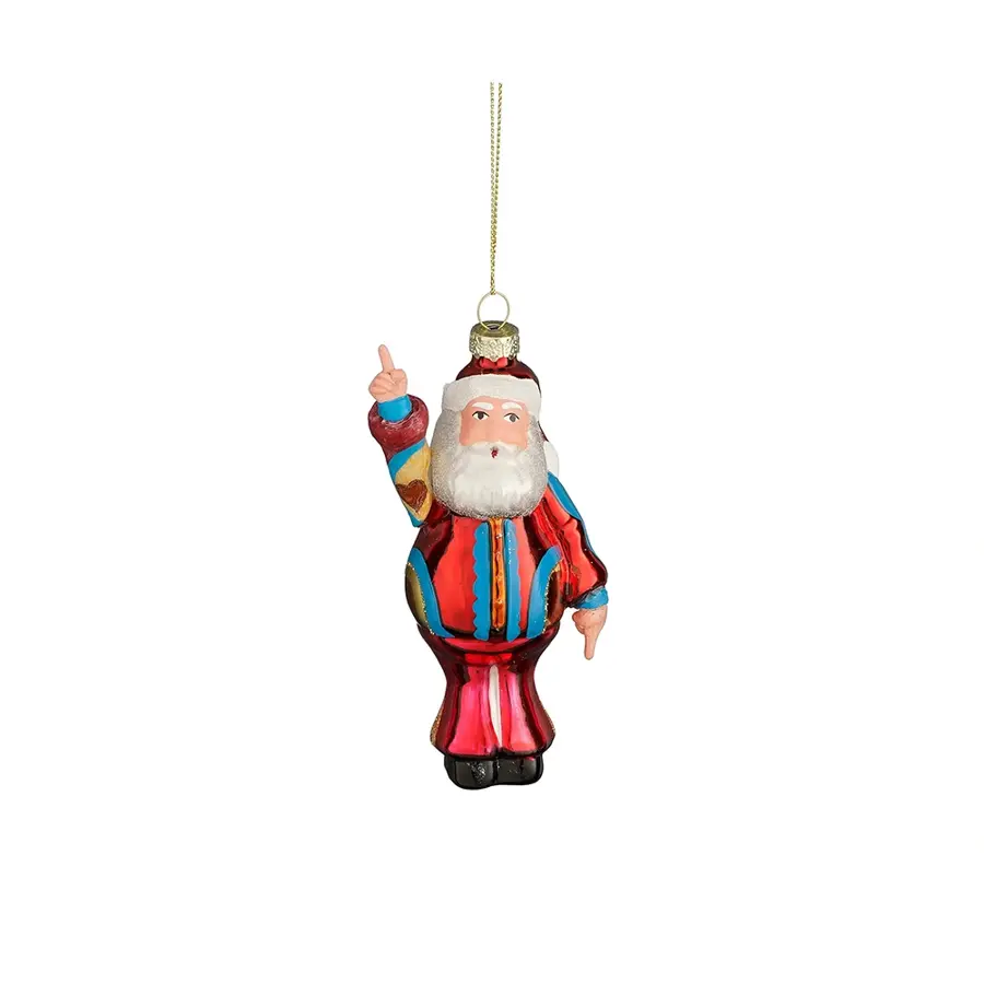 House of Seasons Ornament Disco Kerstman - 12,5 cm