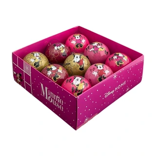 Disney Kerstballen Minnie 9 st. - Roze/Goud - afbeelding 1