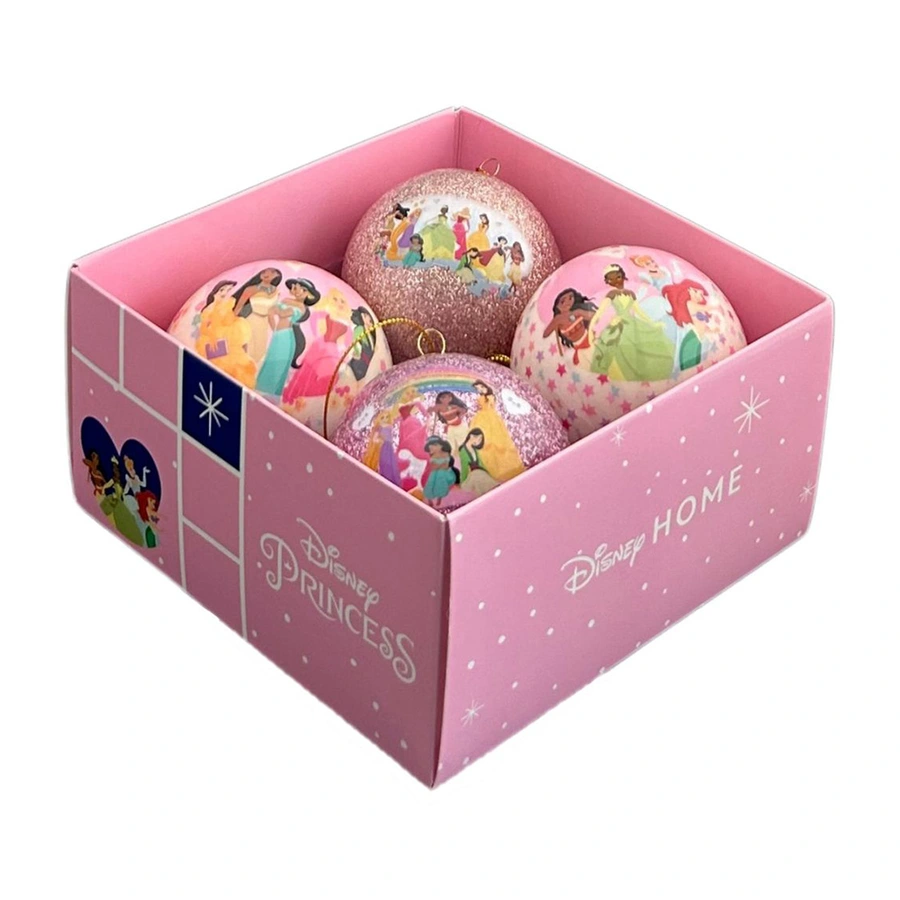 Disney Kerstballen Prinsessen 4 st. - Roze