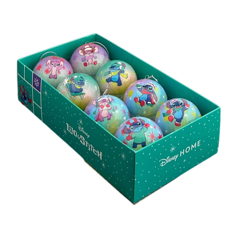Disney Kerstballen Stitch 8 st. - Blauw/Roze - afbeelding 1