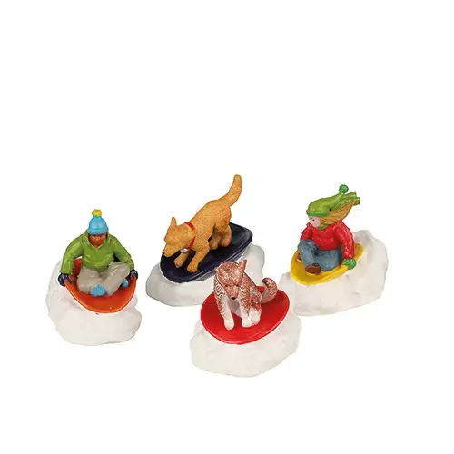 Lemax Dog Snow Saucer Fun - 4 st.