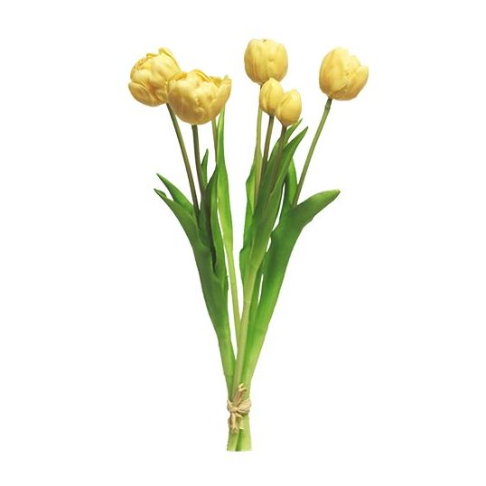 Kunst Bosje Tulpen Sally Dubbel 44 cm - Geel